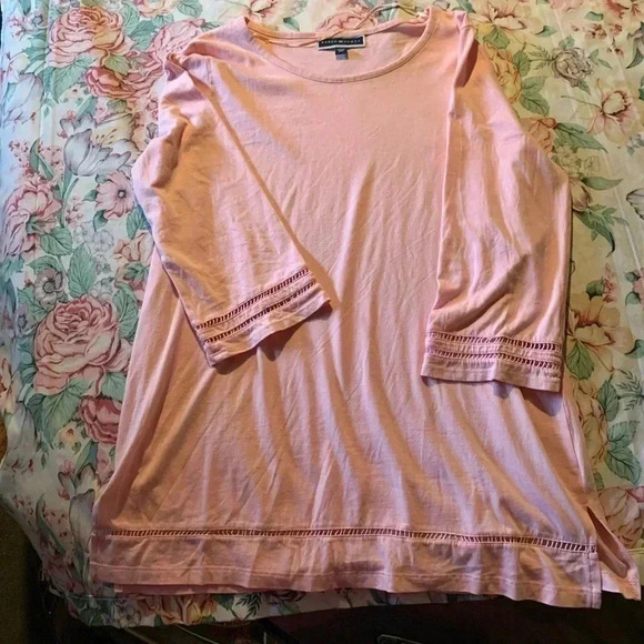 Karen Scott Pink Long Sleeve Top Size Medium - Picture 1 of 3
